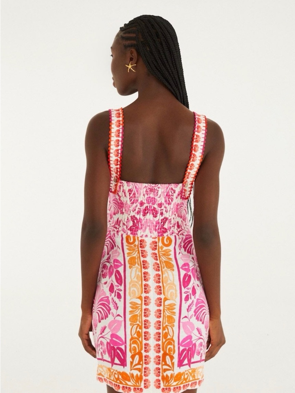 FARM RIO Santorini Off White, Pink & Orange Floral Mini Dress - Picture 3 of 6